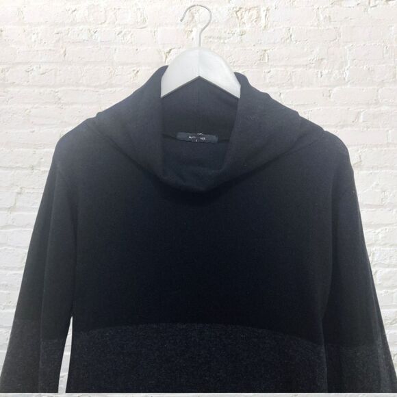 Maria Cher Sweater 1/US S Black Gray Colorblock Angora Wool Cowl Neck Argentina - Picture 4 of 16